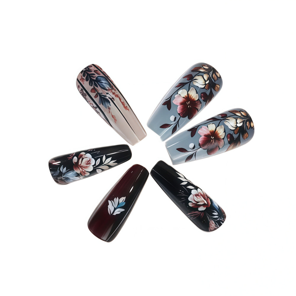 Artificial nails with floral design and luxurious finish Acalora