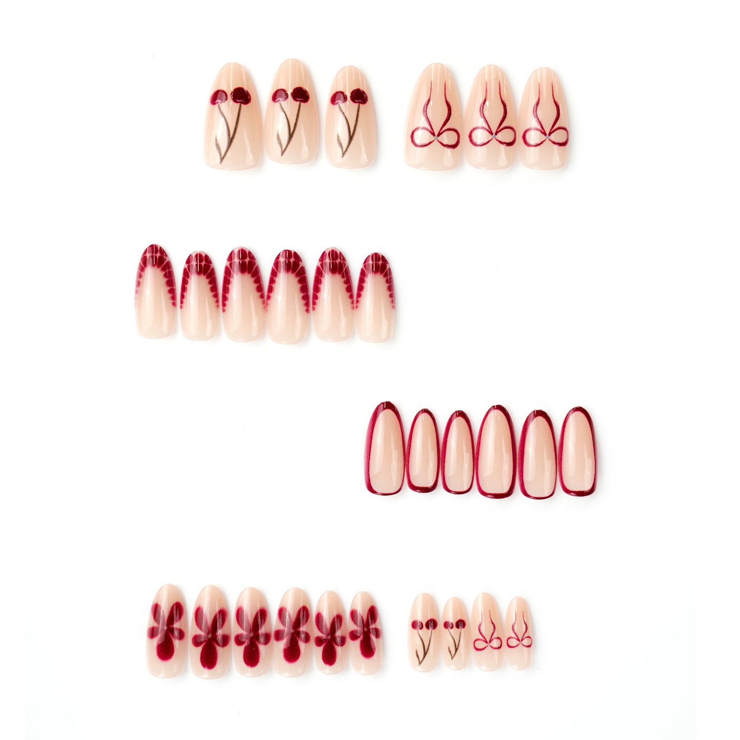 Artificial nails with floral design and elegant accents Acalora
