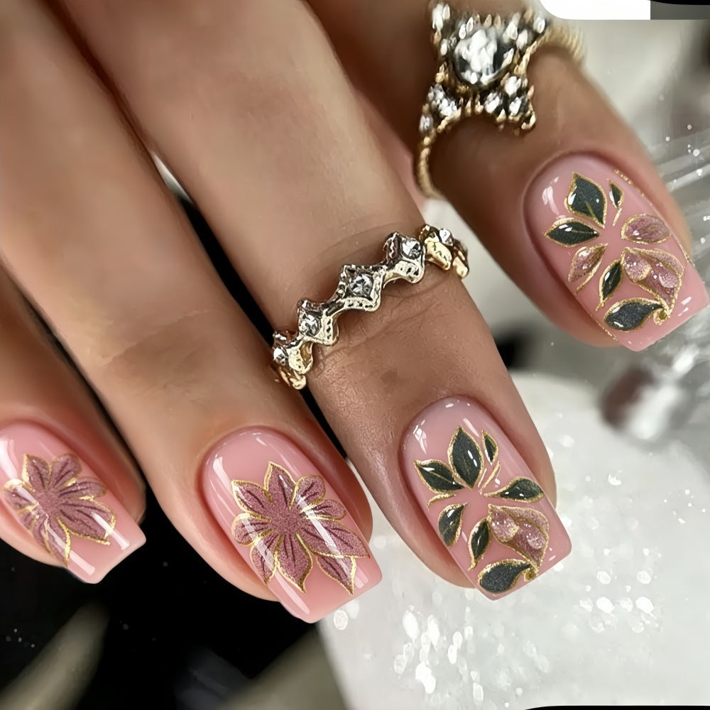 Artificial nails with romantic floral design Acalora