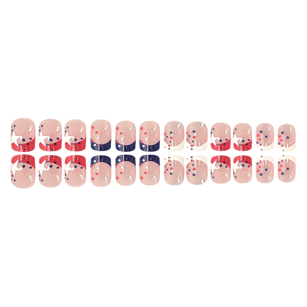 Decorative Press-On Nail Art Set with Star and Stripe Designs Acalora