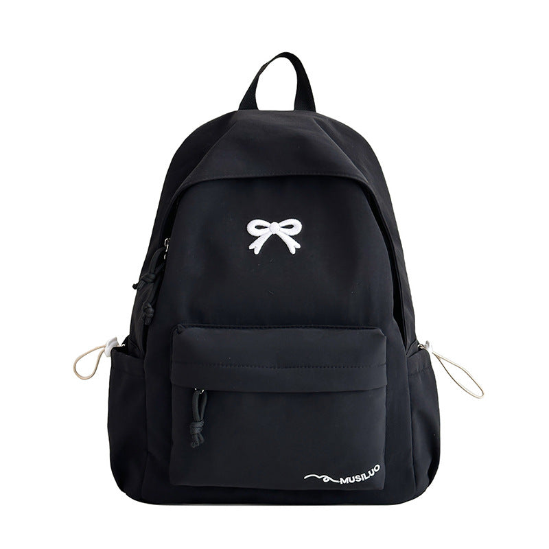 Bow-Embossed Casual School Backpack Bowlift