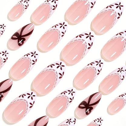 Elegant Floral Accent Press-On Nail Art Acalora