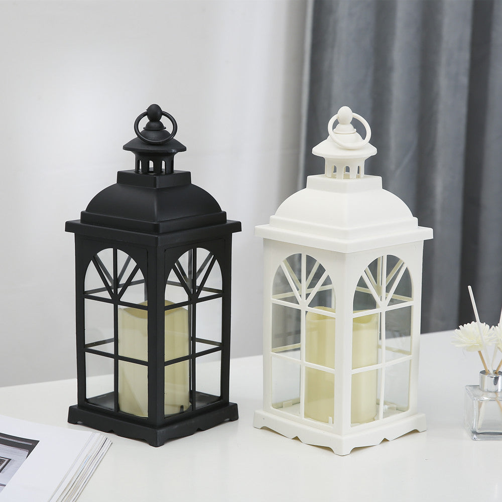 Vintage-Style Metal Lantern Candle Holder with Glass Panels Acalora