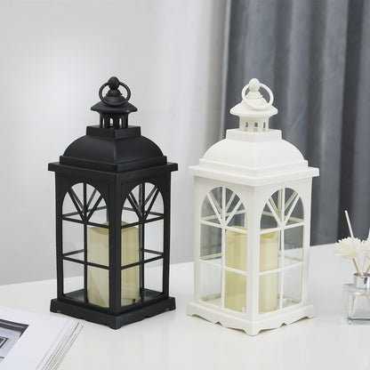Vintage-Style Metal Lantern Candle Holder with Glass Panels Acalora