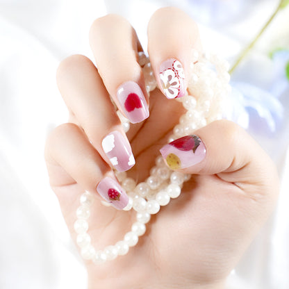 Artistic Floral-Patterned Press-On Nail Set Acalora