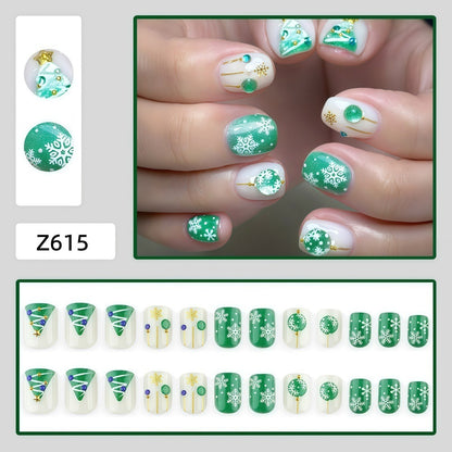Artificial Nail Set with Festive Winter Design Acalora