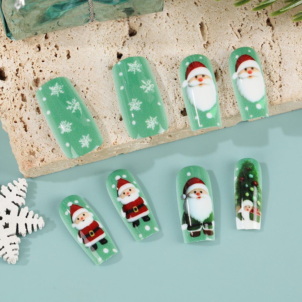 Glittering artificial nails in festive Christmas design Acalora