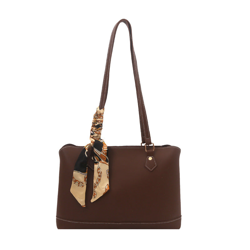 Elegant Structured Tote Bag with Decorative Scarf Acalora