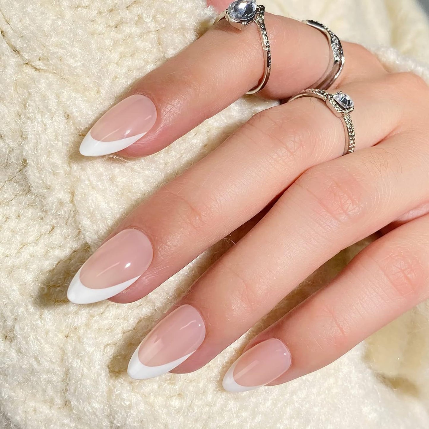 Elegant French Tip Press-On Nails Acalora