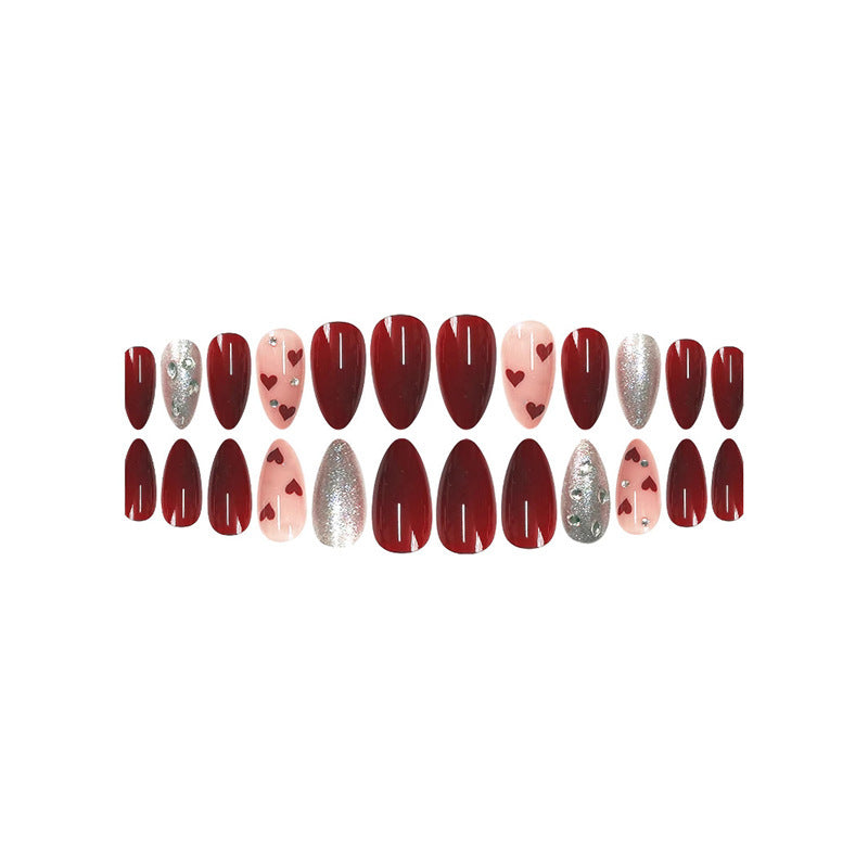 Romantic Heart and Glitter Nail Art Acalora