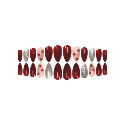 Romantic Heart and Glitter Nail Art Acalora