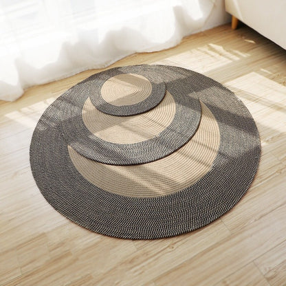 Rustic Round Rug with Fringes Acalora