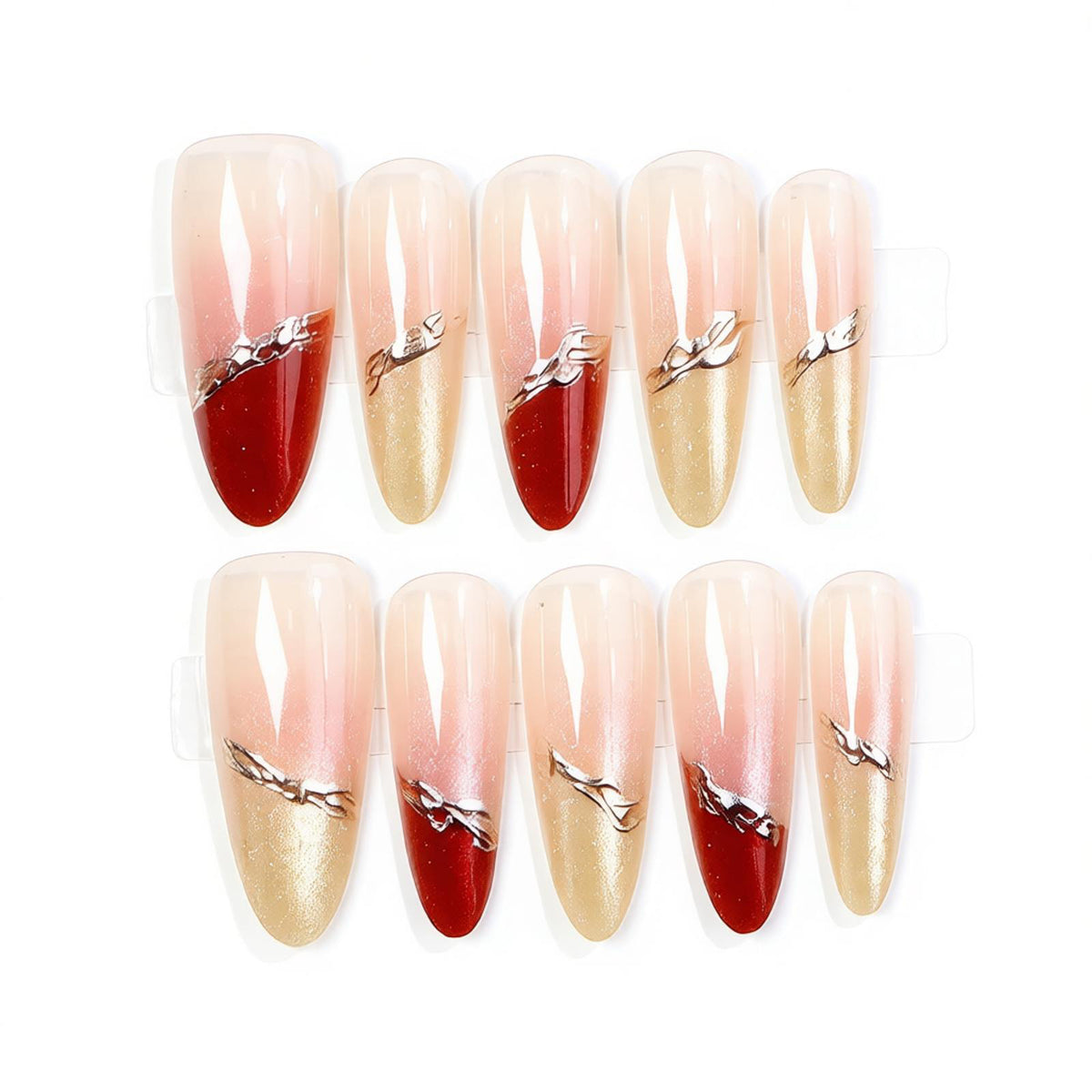 Elegant Stiletto Press-On Nail Set with Shimmering Accents Acalora
