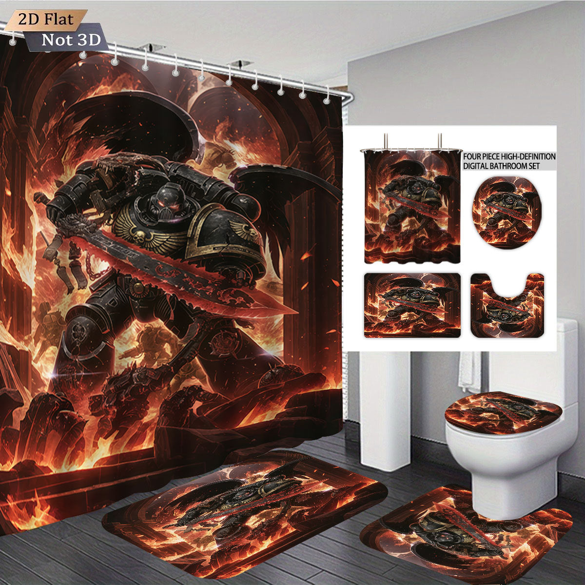 Digital Fantasy-Themed Bathroom Decor Set