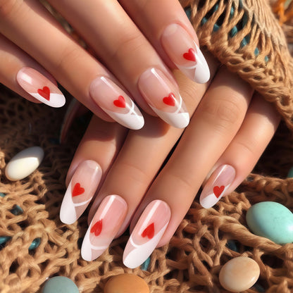 Artificial nails with romantic heart design Acalora