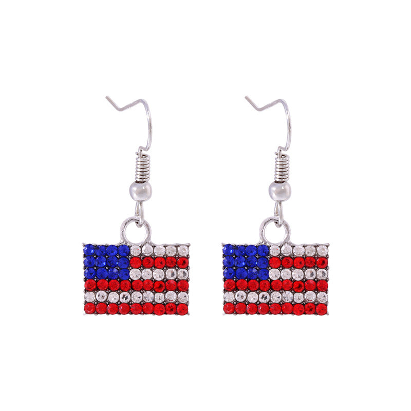 Women's lightweight star earrings with enamel flag design and fishhook Kalsten