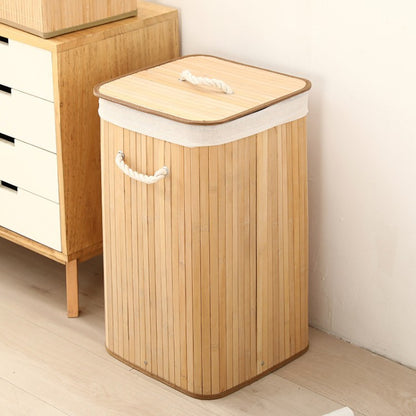 Elegant Laundry Basket Made of Bamboo with Practical Lid Acalora