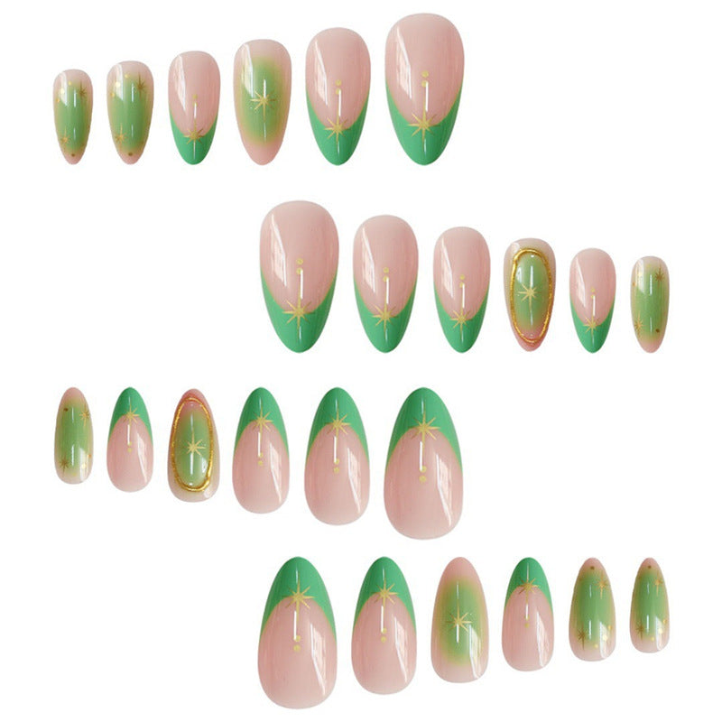 Artistic Press-On Nail Set with Star Accents Acalora