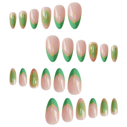 Artistic Press-On Nail Set with Star Accents Acalora