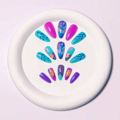 Artistic Floral Stiletto Nail Art Acalora