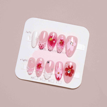 Elegant Floral Design Press-On Nail Set Acalora