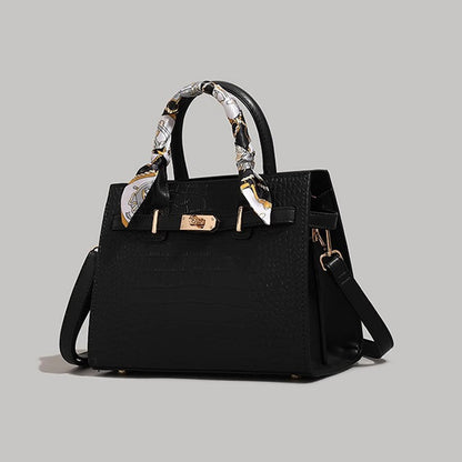Textured Crocodile-Patterned Handbag Acalora