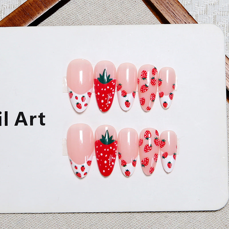 Artificial nail set with fruity strawberry pattern Acalora