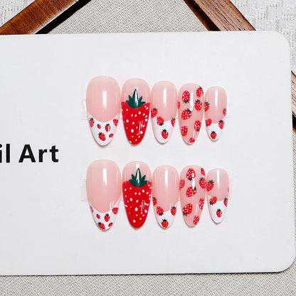 Artificial nail set with fruity strawberry pattern Acalora