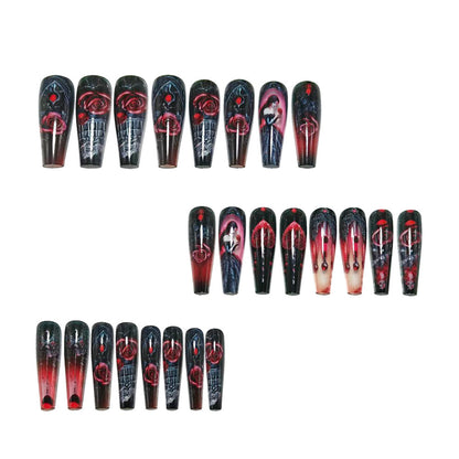 Nail Art Set with impressive 3D roses and Gothic motif Acalora