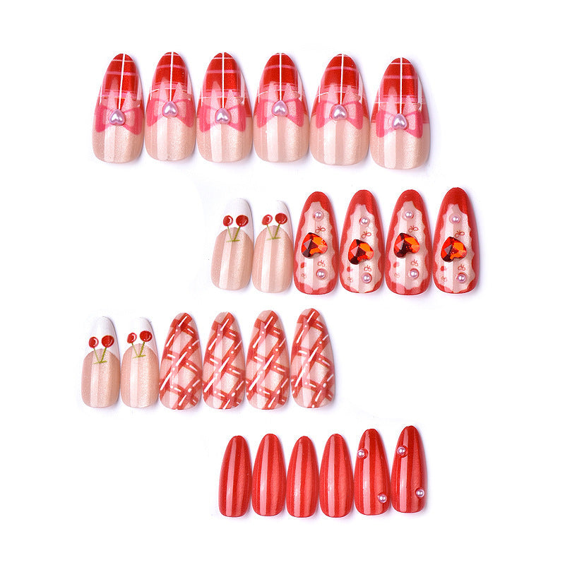 Creative nail art set with romantic heart designs and elegant decorations Acalora