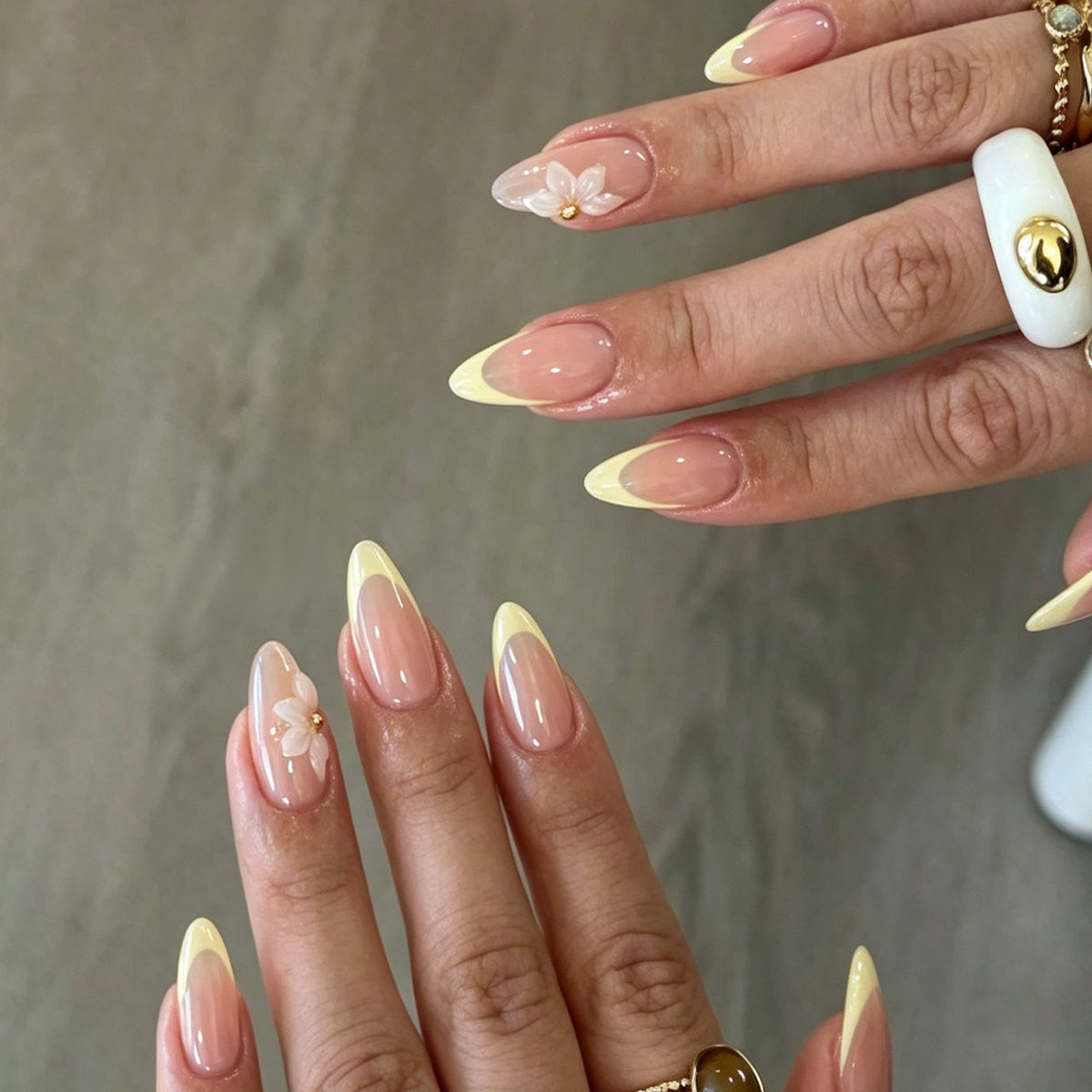 Premium Floral Embellished Press-On Nails Acalora