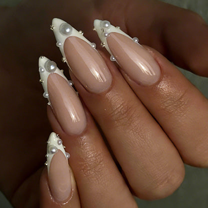 Elegant Press-On Nail Set with Pearlescent Accents Acalora