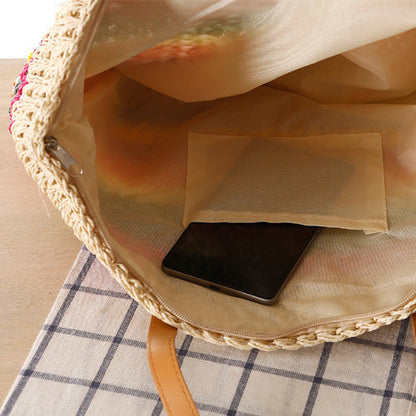 Handwoven raffia tote bag with colorful stripes Bowlift