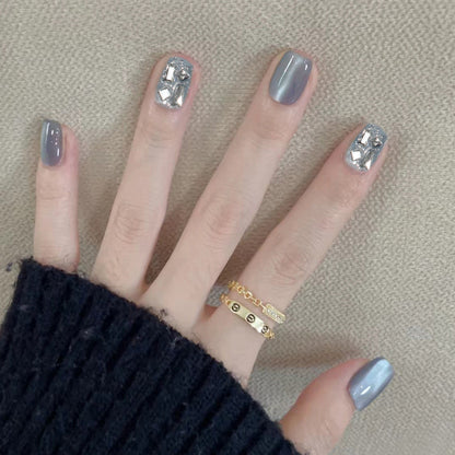 Premium Glossy Press-On Nail Set with Decorative Accents Acalora
