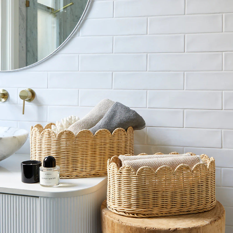 Decorative Scalloped Woven Storage Basket Acalora 1787892970