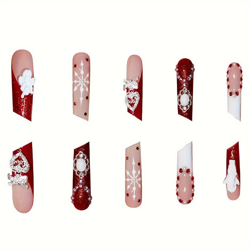 Holiday-Themed Press-On Nail Art Set Acalora