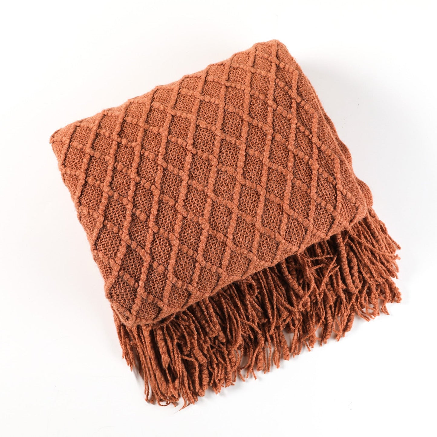 Cable Knit Fringe Throw Blanket