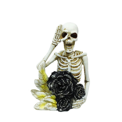 Stylish skeleton figure with top hat and black rose Acalora