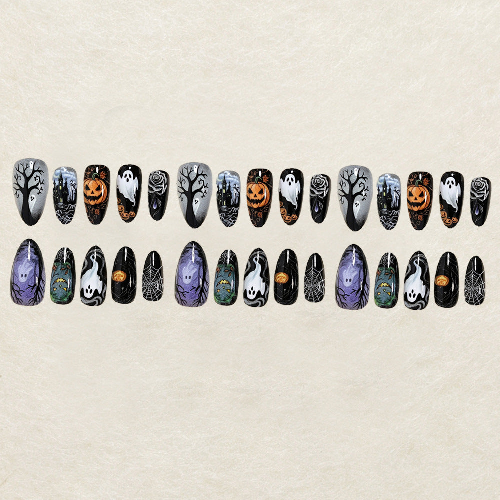 Halloween-Themed Press-On Nail Art Design Set Acalora
