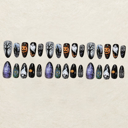 Halloween-Themed Press-On Nail Art Design Set Acalora