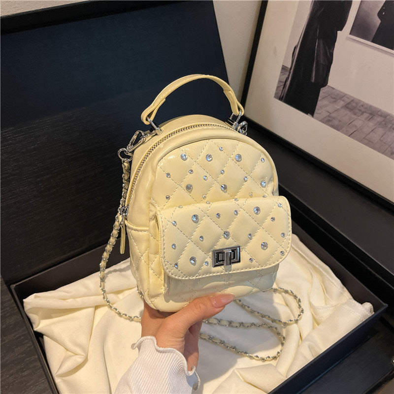 Quilted Mini Backpack with Rhinestone Accents Acalora