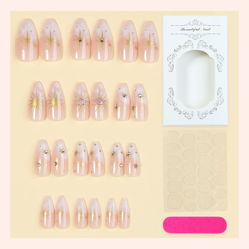 Artistic Press-On Nail Art Kit with Star Accents Acalora