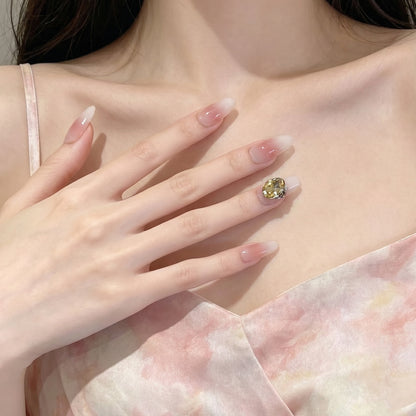 Stylish Press-On Nail Set with Gemstone Accent Acalora