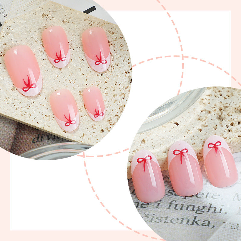 Creative Bow-Embellished Press-On Nail Set Acalora