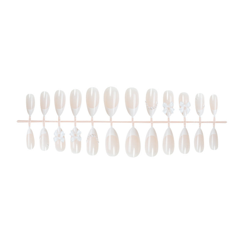 Decorative Press-On Nail Set with Floral and Pearl Embellishments Acalora