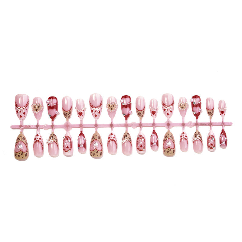 Romantic Heart-Shaped Press-On Nail Art Set Acalora