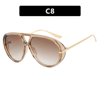 Women's oversized sunglasses with elegant plastic frame and mirrored lenses Karnz