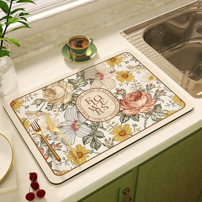 Floral Design Kitchen Mat