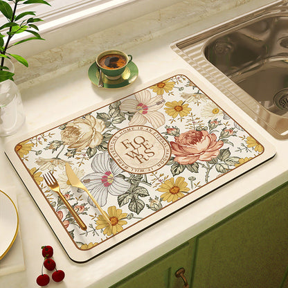 Floral Design Kitchen Mat