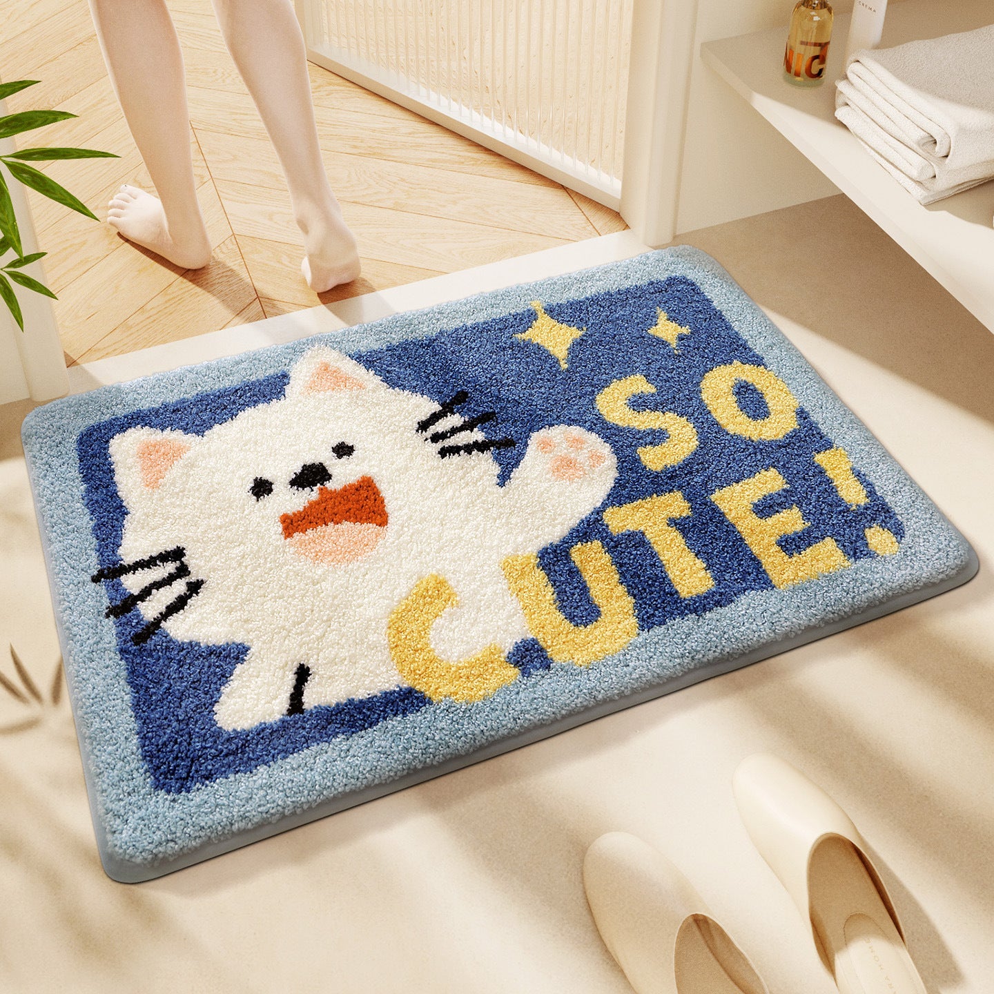 Cute Cartoon Cat Bath Rug